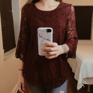Maroon Lace Top